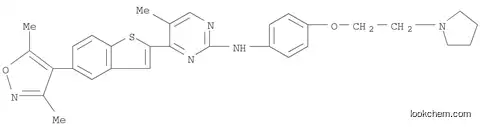 Molecular Structure of 1138474-57-3 (2-Pyrimidinamine, 4-[5-(3,5-dimethyl-4-isoxazolyl)benzo[b]thien-2-yl]-5-methyl-N-[4-[2-(1-pyrrolidinyl)ethoxy]phenyl]-)